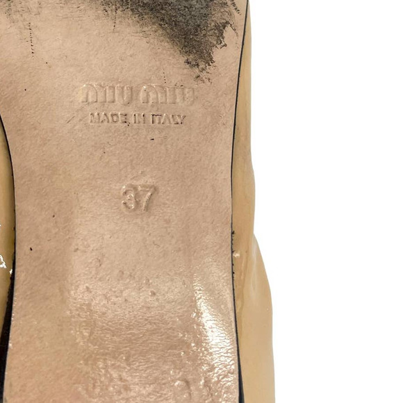 Miu Miu Flat Shoes Beige Leather Pointed Toe Bow Studded Flats Size 37 E… - Picture 10 of 11